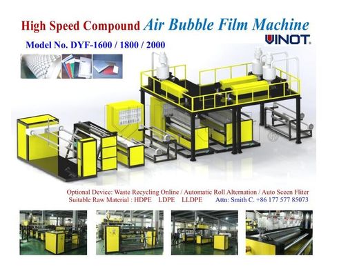 Vinot Air Bubble Film Machine Manufacturers China Suitable HDPE LDPE LLDPE DYF-1600 / 1800 / 2000 / 2200 / 2500