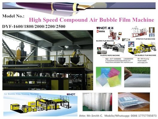 Vinot Brand Yelow High Speed Compound Air Bubble Wrap Making Machine 2500mm width Model No. DYF-2500
